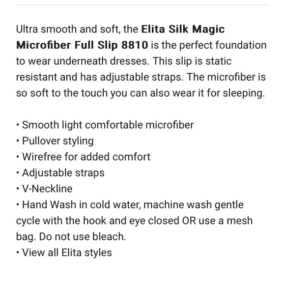 NWT Elita Silk Magic Microfibre black V neck ultra smooth slip size S - Picture 5 of 5
